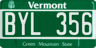 VT license plate BYL356