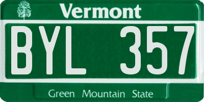 VT license plate BYL357