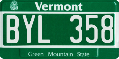 VT license plate BYL358