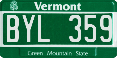 VT license plate BYL359