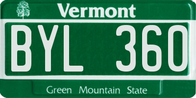 VT license plate BYL360