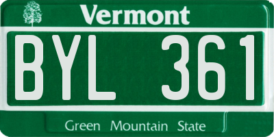 VT license plate BYL361