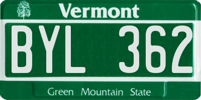 VT license plate BYL362