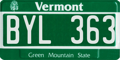 VT license plate BYL363