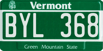 VT license plate BYL368