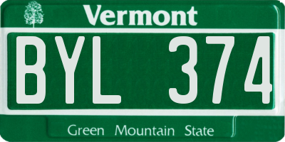 VT license plate BYL374