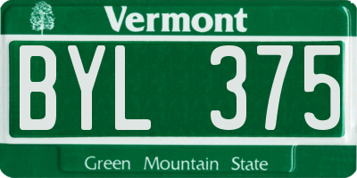 VT license plate BYL375