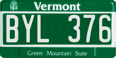 VT license plate BYL376