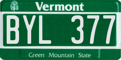 VT license plate BYL377