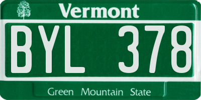 VT license plate BYL378