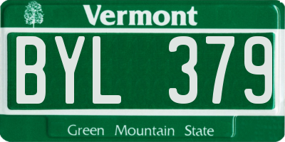 VT license plate BYL379