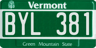 VT license plate BYL381