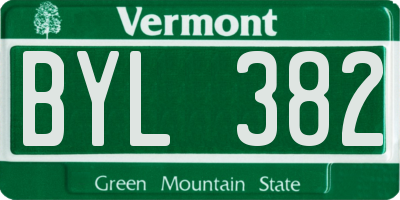 VT license plate BYL382