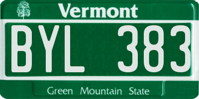 VT license plate BYL383