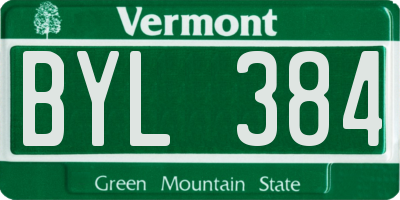 VT license plate BYL384