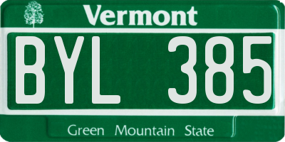 VT license plate BYL385