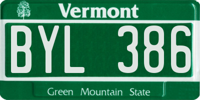 VT license plate BYL386