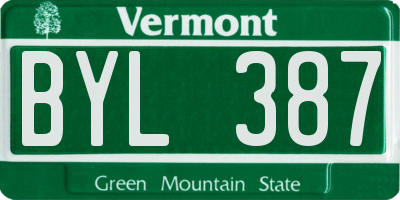 VT license plate BYL387