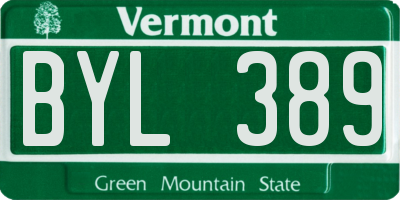 VT license plate BYL389