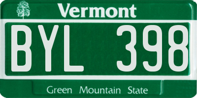 VT license plate BYL398
