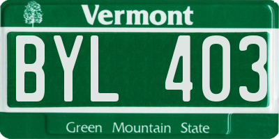 VT license plate BYL403