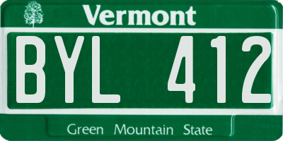 VT license plate BYL412