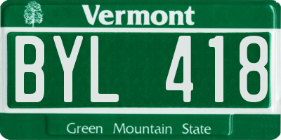 VT license plate BYL418