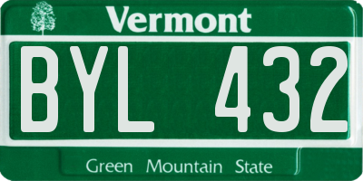 VT license plate BYL432