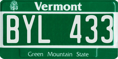 VT license plate BYL433