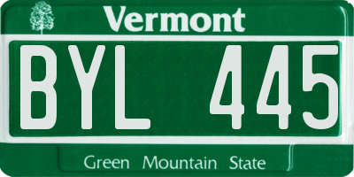 VT license plate BYL445