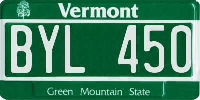 VT license plate BYL450
