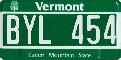 VT license plate BYL454