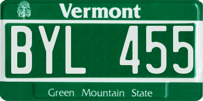 VT license plate BYL455