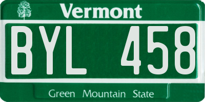 VT license plate BYL458
