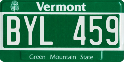VT license plate BYL459
