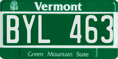 VT license plate BYL463