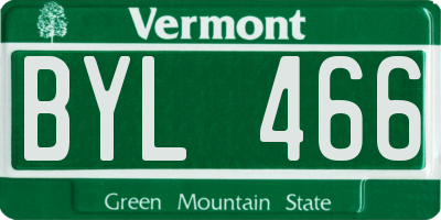 VT license plate BYL466