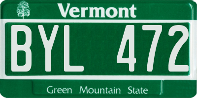 VT license plate BYL472