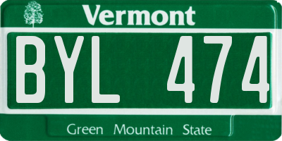 VT license plate BYL474