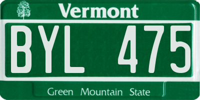 VT license plate BYL475