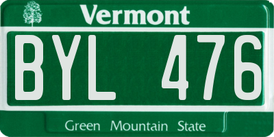 VT license plate BYL476