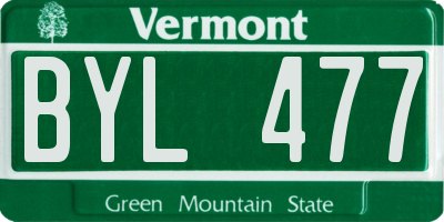 VT license plate BYL477