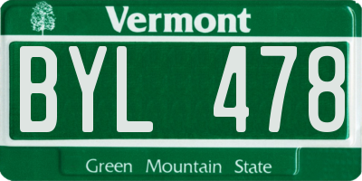 VT license plate BYL478