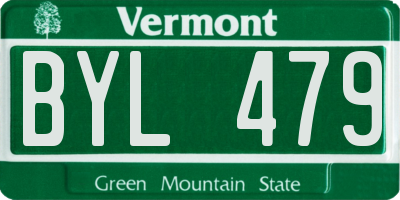 VT license plate BYL479