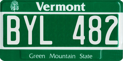 VT license plate BYL482