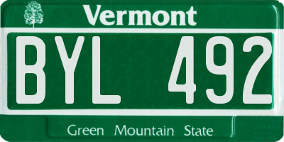 VT license plate BYL492