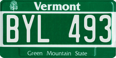 VT license plate BYL493