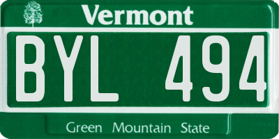 VT license plate BYL494