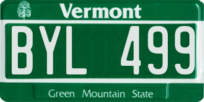 VT license plate BYL499