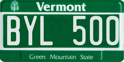 VT license plate BYL500
